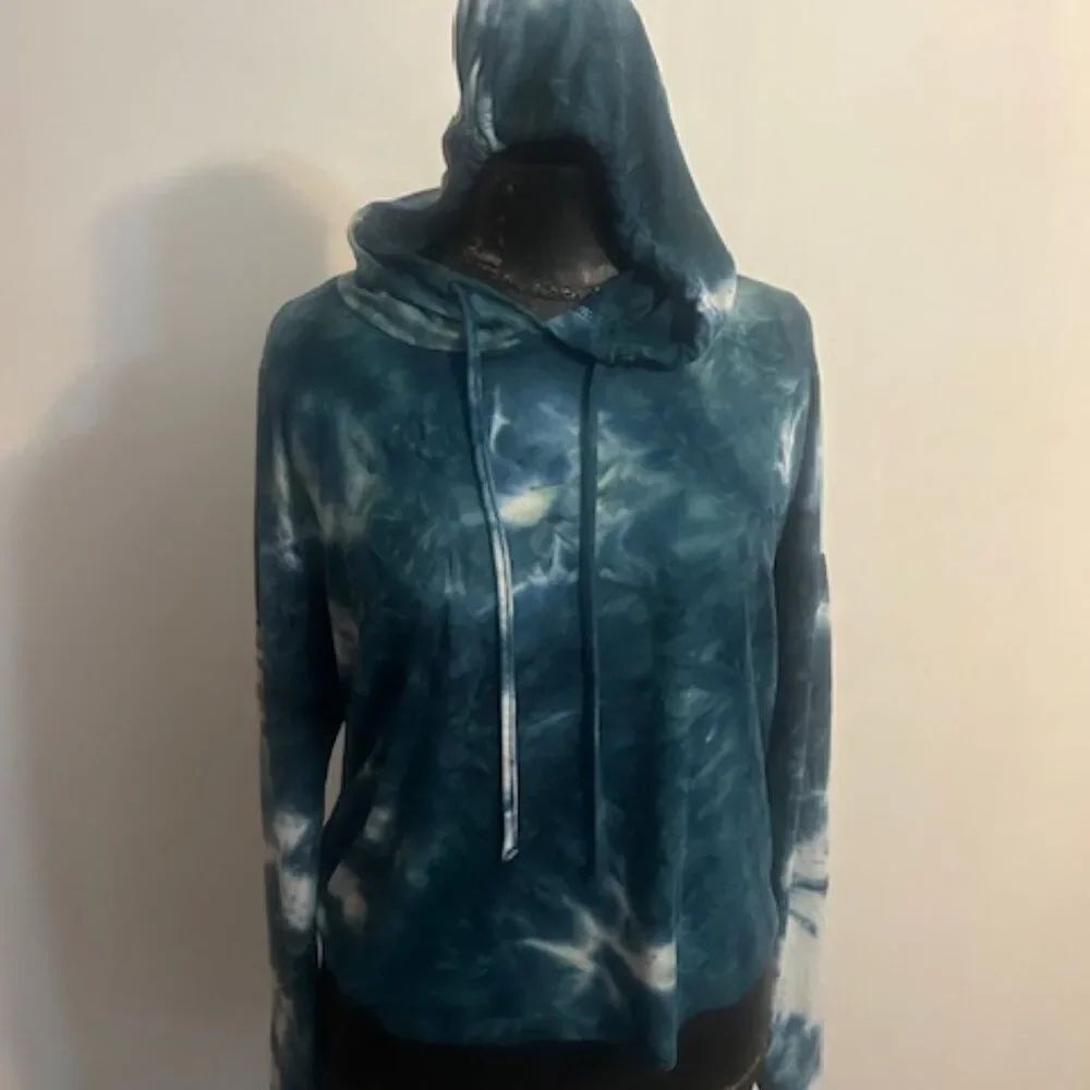 Riley & James Green/White tie dye hoodie sweatshirt, size S